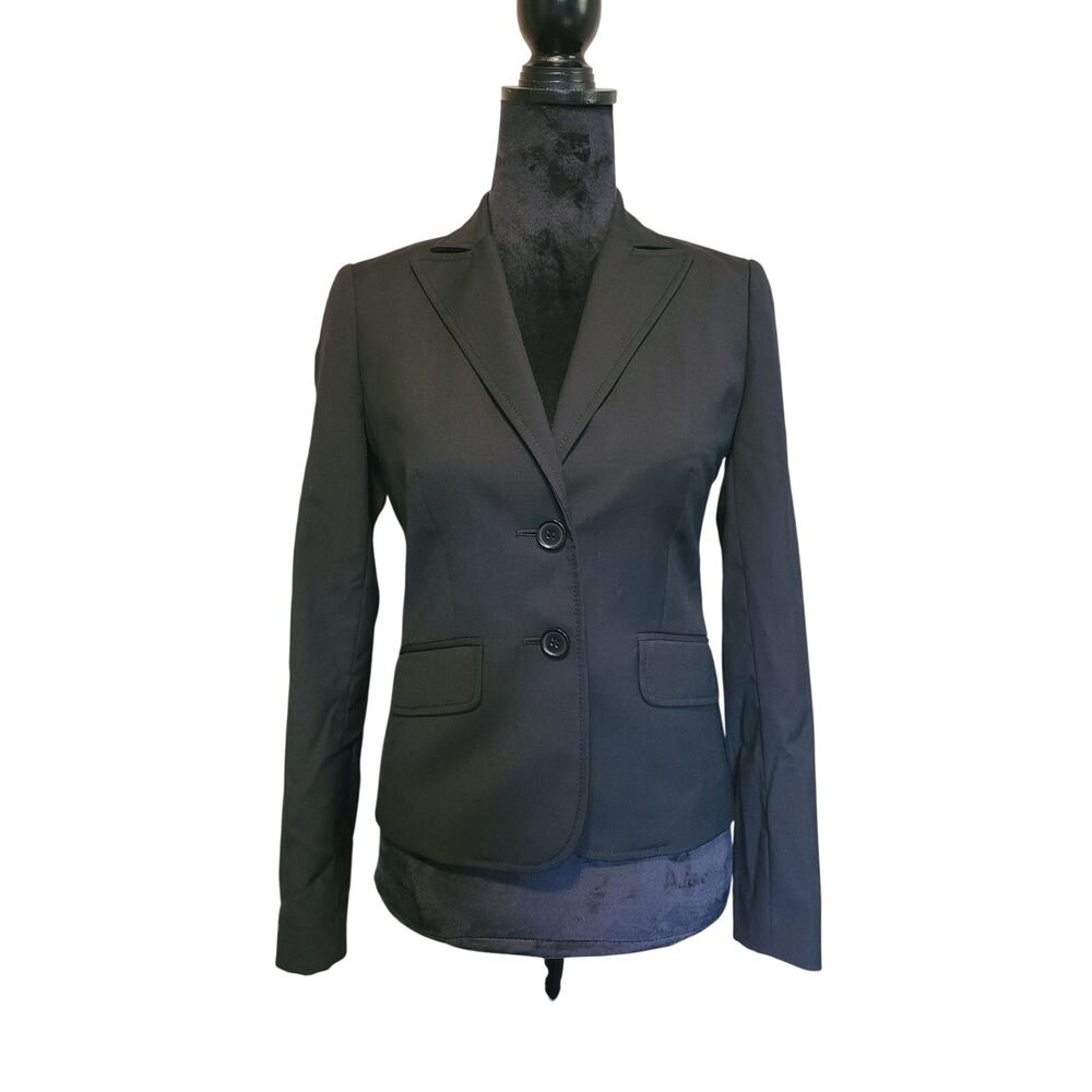 J. Crew Suiting 2 Button Wool Blazer Womens 0 Black Lined Career Office Jacket - Picture 1 of 8